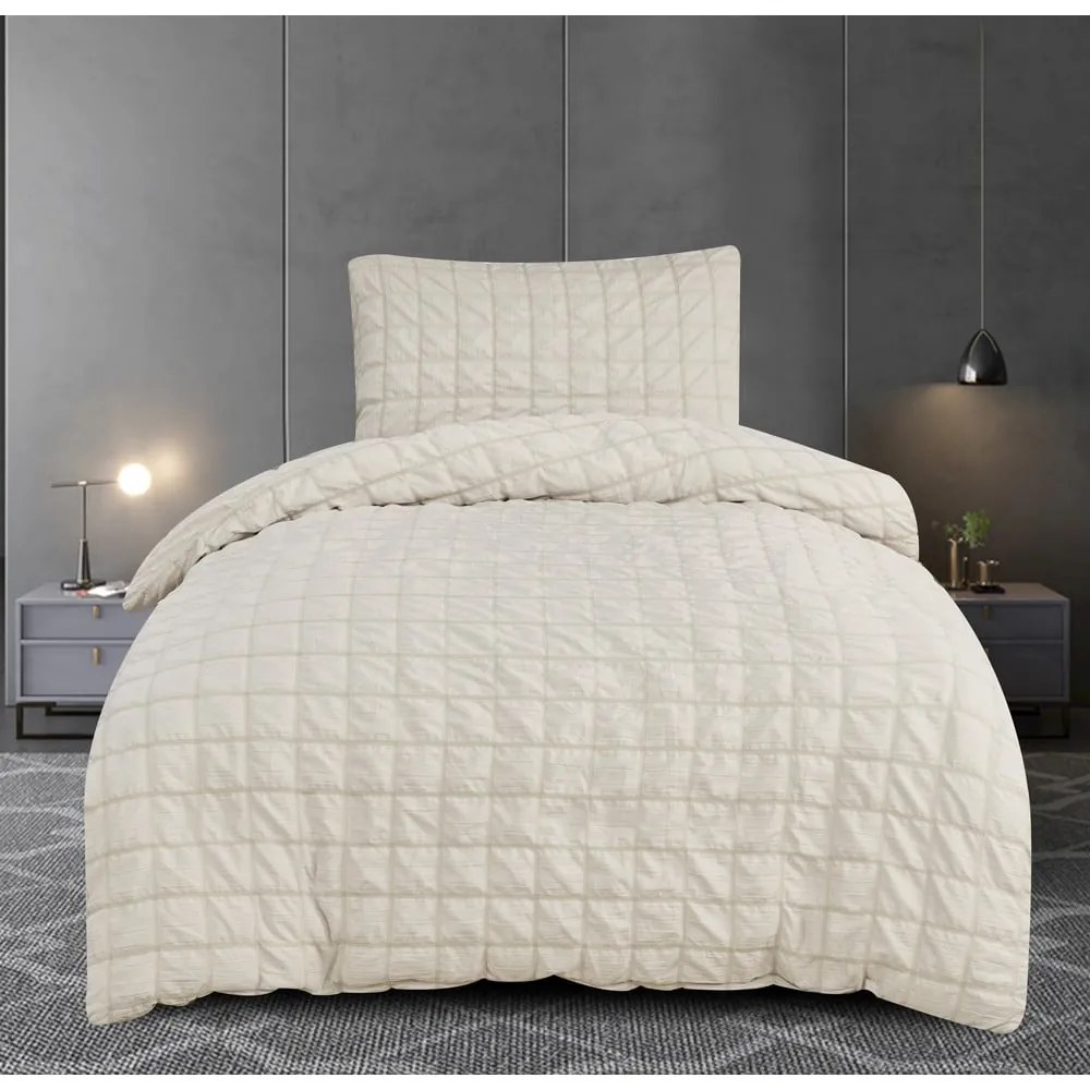 Бежово крепово спално бельо за единично легло 140x200 cm Naomi – My House