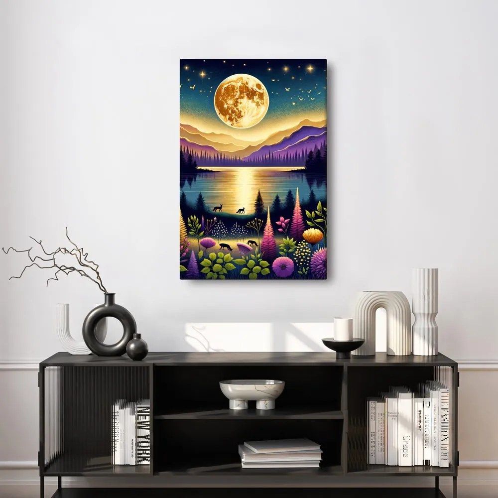 Картина на платно – Вълшебен нощен пейзаж с луна