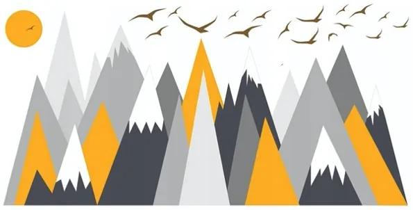 Невероятен стикер за стена с мотив на планини и птици 80 x 120 cм