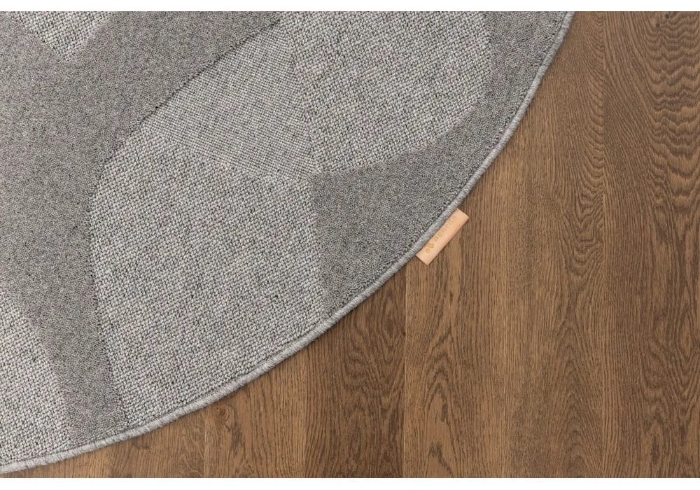 Сив вълнен кръгъл килим ø 160 cm Morphic Botanica – Agnella