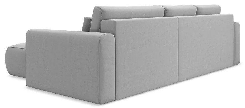 Светлосив кадифен разтегателен ъглов диван с място за съхранение (десен ъгъл) Kapua – Makamii