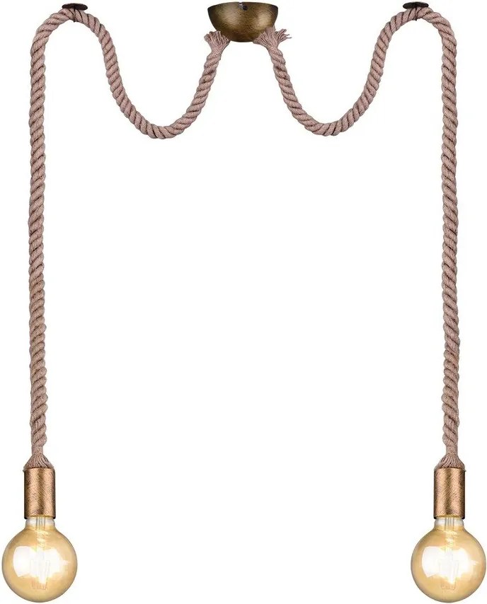 Висящо осветително тяло в месингов цвят ø 12 cm Rope – Trio