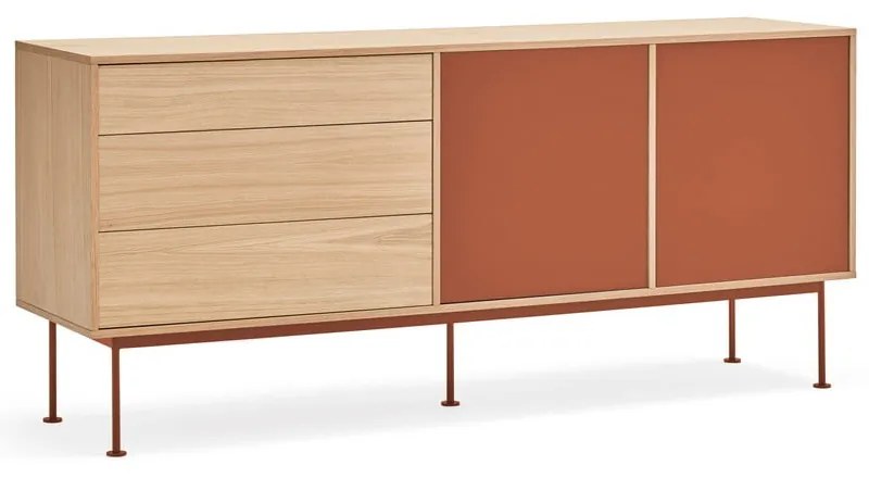 Керемиденочервен скрин с дъбов фурнир , ширина 180 см Yoko - Teulat