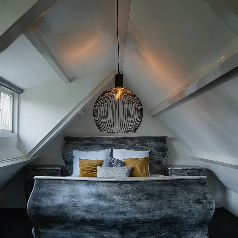 Дизайнерски кръгъл висящ аплик черен 50 см - Dos