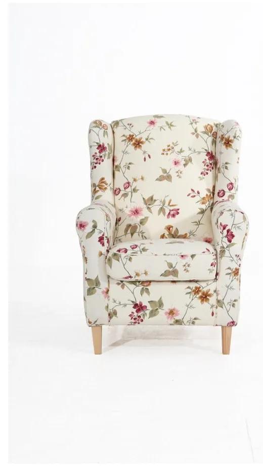 Кремаво и бяло кресло с цветя Lorris - Max Winzer