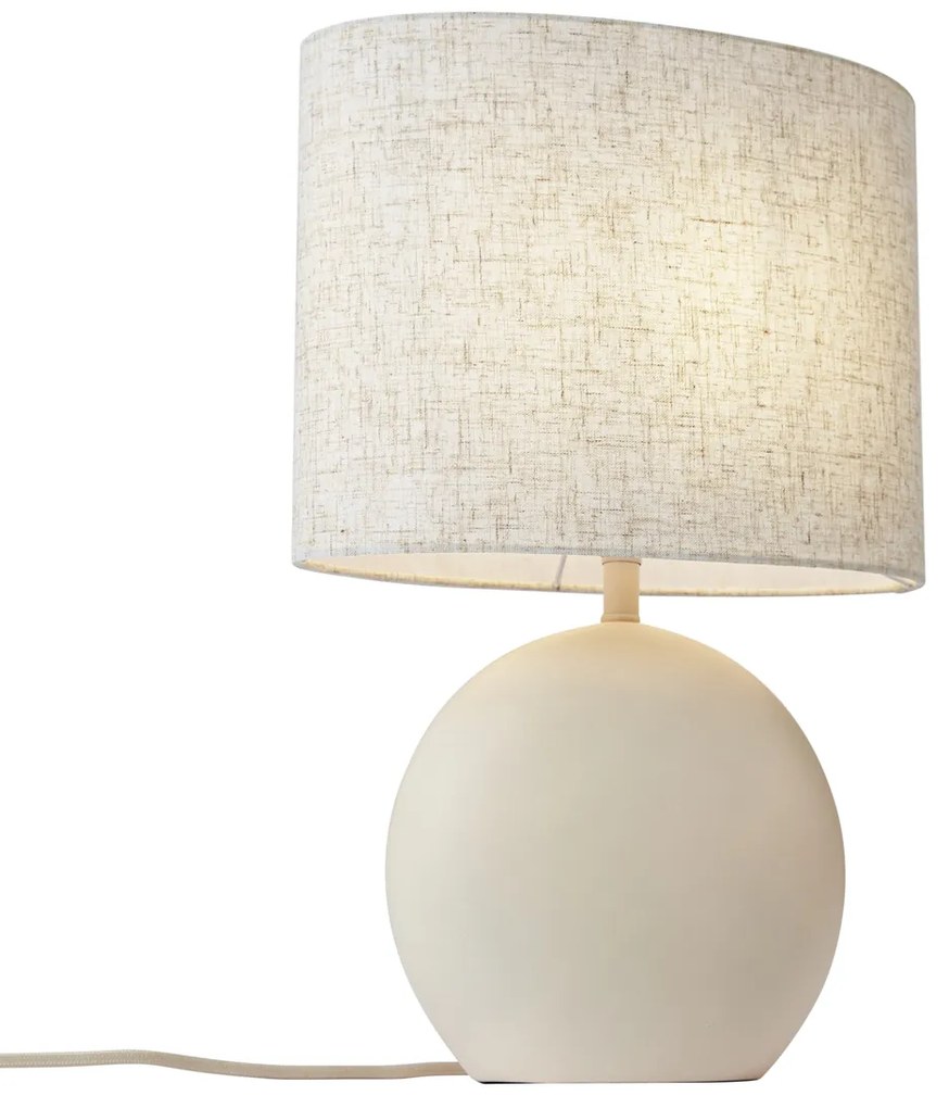 Japandi настолна лампа бежова с ленен абажур - Timo