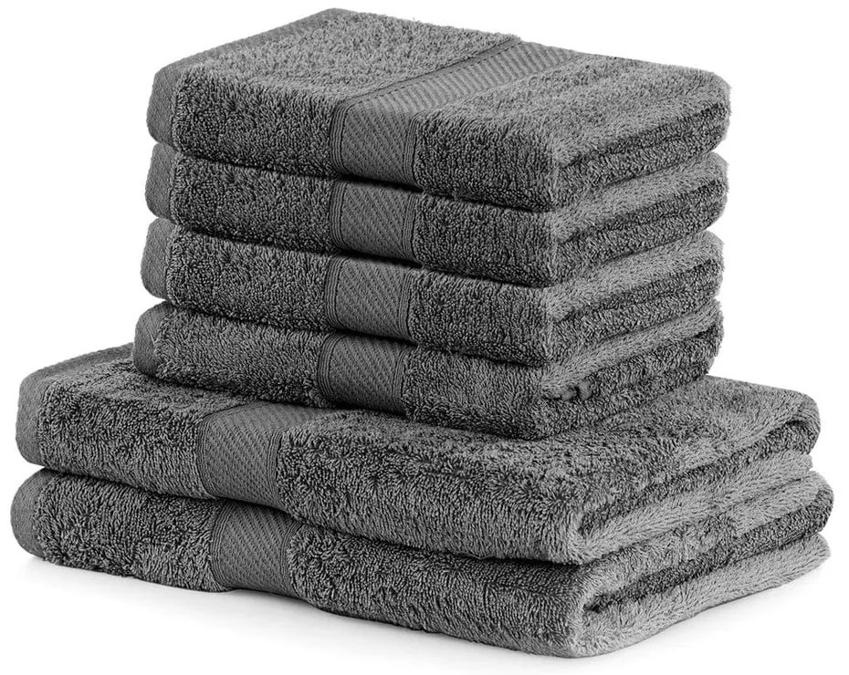 Комплект от 2 тъмносиви кърпи и 4 хавлии Charcoal Bamby - DecoKing