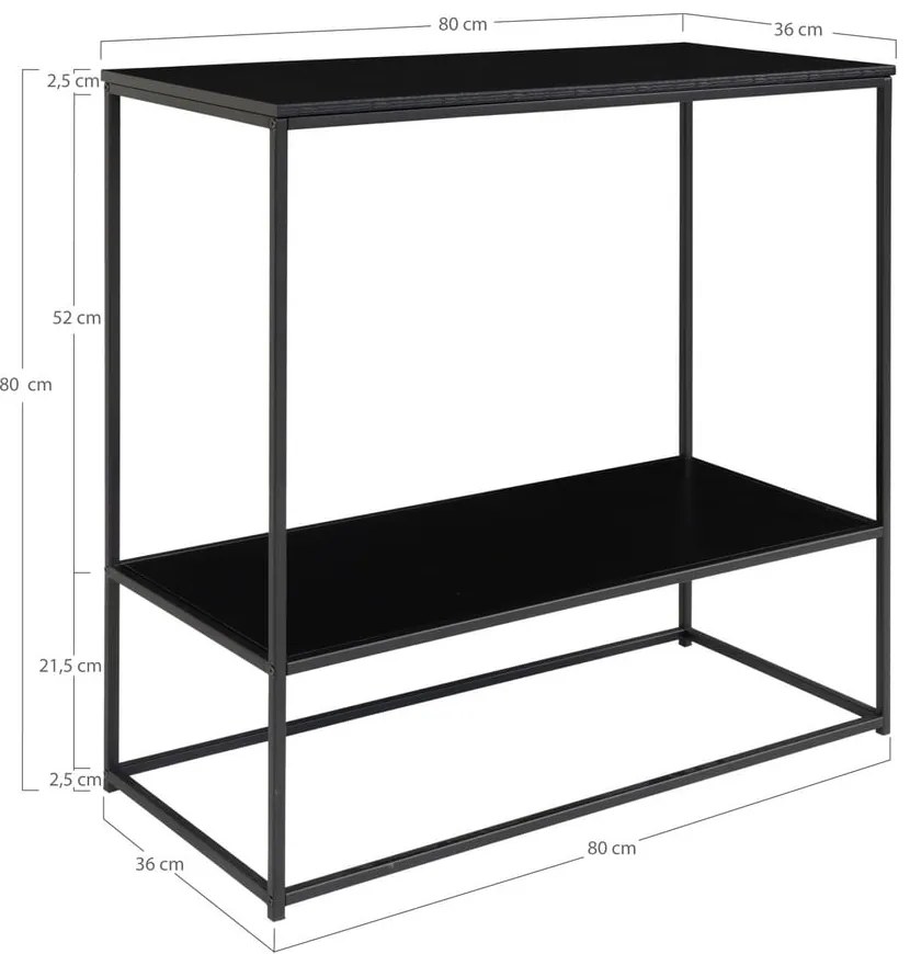 Черна конзолна маса с черен плот 80x36 cm Vita - House Nordic