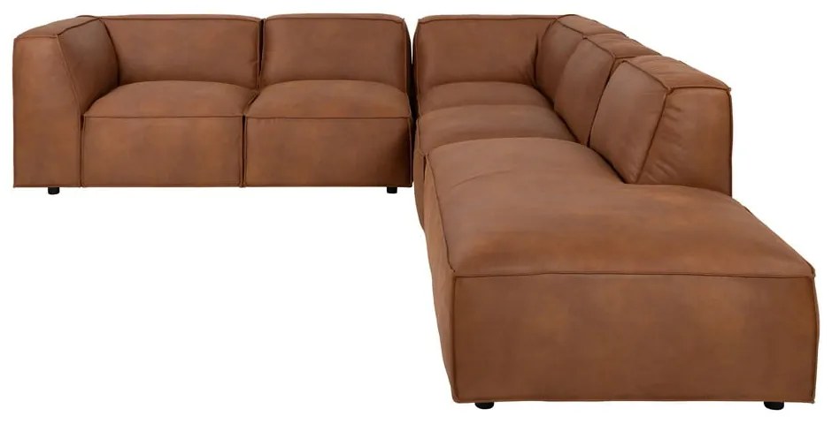Ъглов диван от изкуствена кожа в цвят коняк (десен ъгъл) Fairfield Kentucky - Bonami Selection