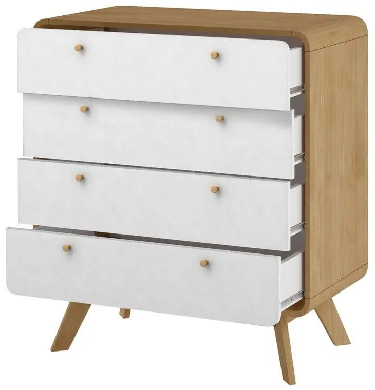 Бял/естествен висок скрин от декор от дъб 80x88 cm Caitlin – Støraa