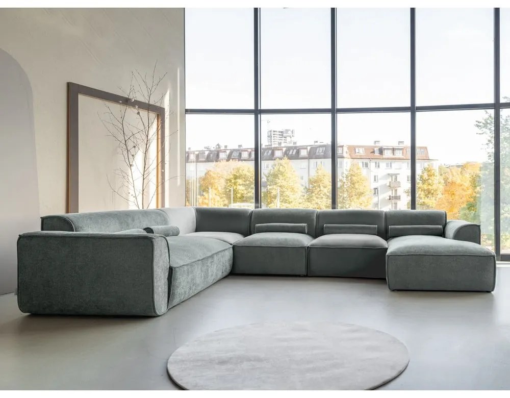 Светлозелен ъглов диван (ляв ъгъл/"U" форма) Flex Felix – Miuform