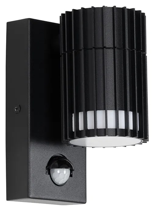 Дизайнерска външна стенна лампа черна с датчик за движение IP44 - Борис