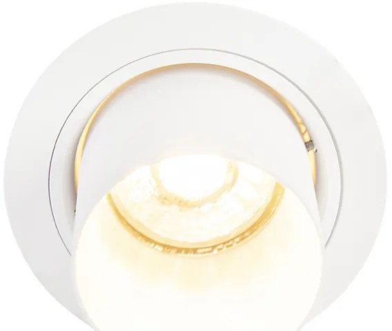 Комплект от 6 модерни вградени спота бели кръгли с възможност за накланяне - Installa