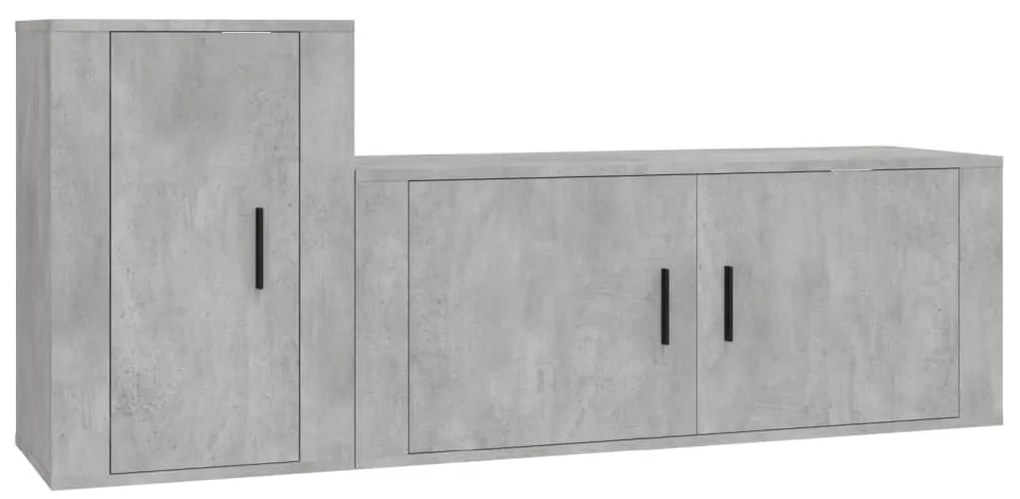 3188482 vidaXL Комплект ТВ шкафове от 2 части, бетонно сив, инженерно дърво