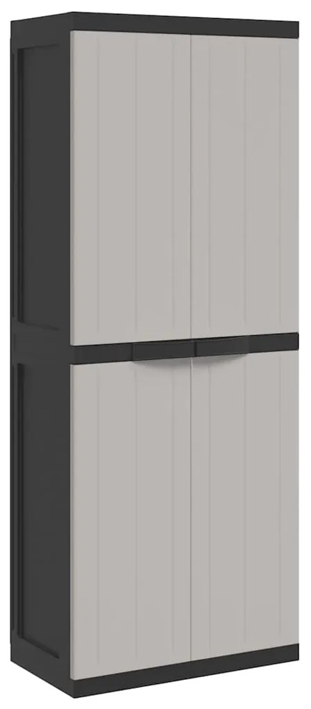 364200 vidaXL Външен шкаф за съхранение, сиво и черно, 65x37x165 см, PP