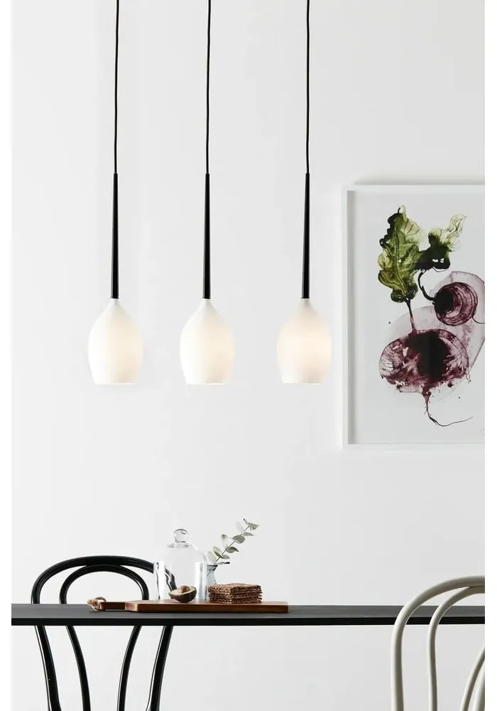 Бяло и черно висящо осветително тяло със стъклен абажур Salut – Markslöjd