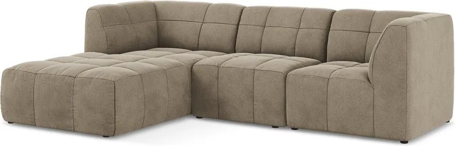 Кафяв кадифен ъглов диван (ляв ъгъл) Aloha – Makamii