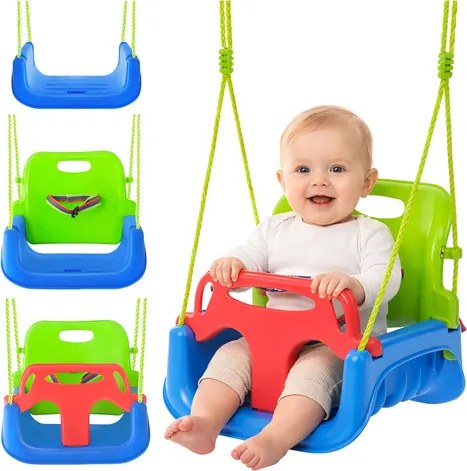 Растяща бебешка люлка 3в1 на въжета - за на закрито и в градината Син