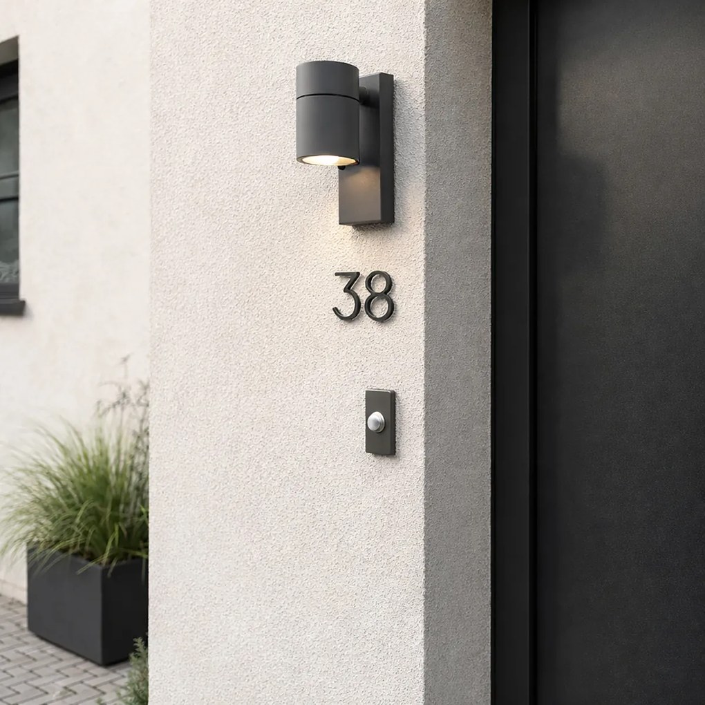 Външна стенна лампа антрацит IP44 със сензор за здрач - Solo