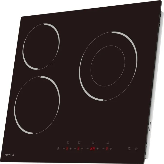 Стъклокерамичен плот за вграждане Tesla HV6300MB, 5700W, 9 степени, Таймер, Индикатор за гореща повърхност, Защита от деца, Черен