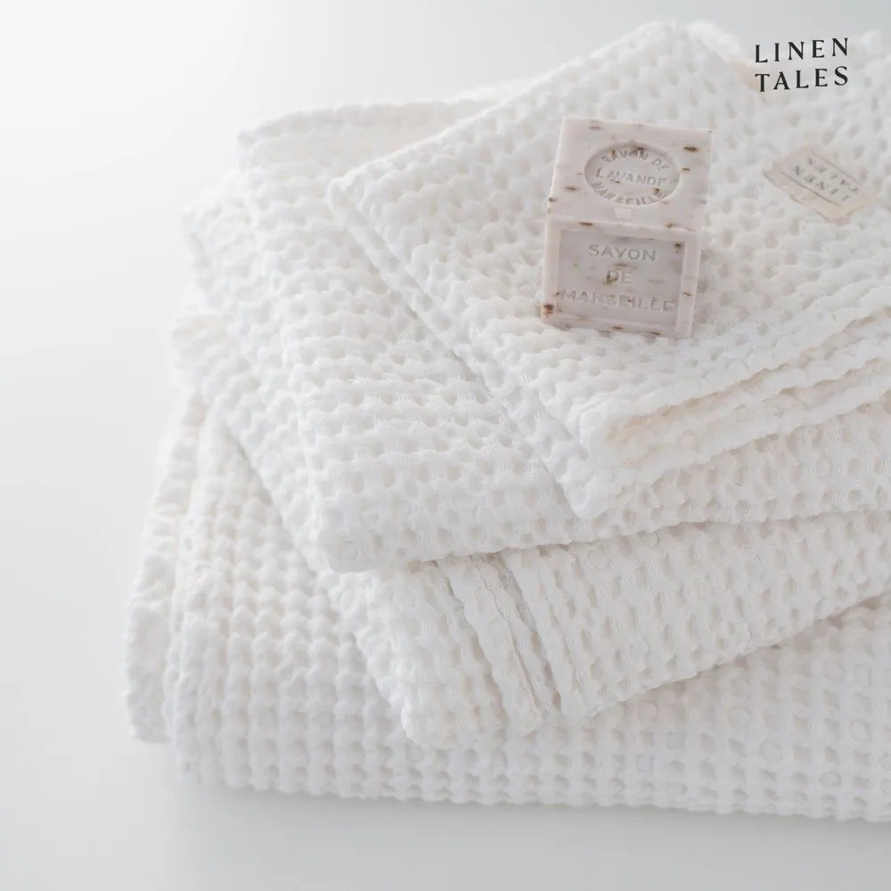 Бели хавлии и кърпи за баня в комплект от 3 Honeycomb - Linen Tales