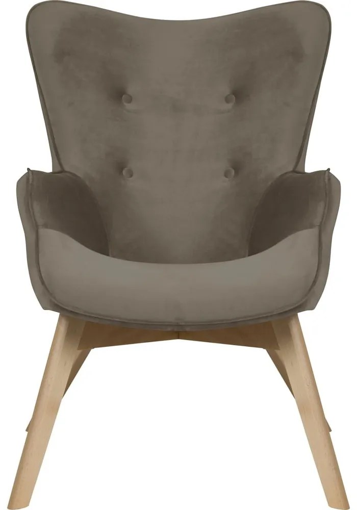 Светлокафяво кадифено кресло Niko – Ropez