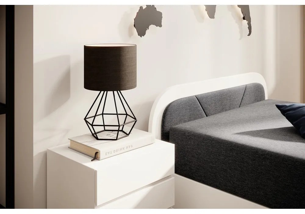 Бяло/тъмносиво единично легло 80x190 cm тапицирано/ПДЧ с място за съхранение с включен матрак Parys – ELTAP