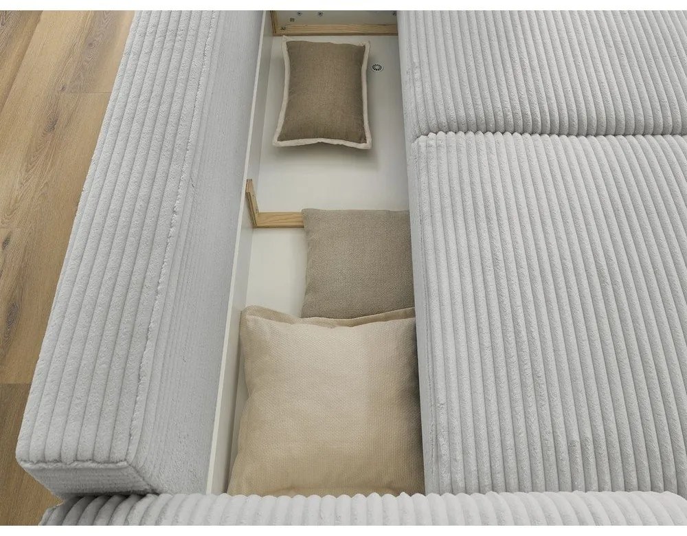 Светлосив разтегателен диван от рипсено кадифе 257 cm Lucien – Bobochic Paris