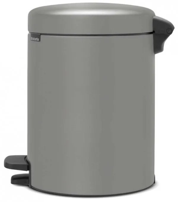 Кош за боклук с педал Brabantia NewIcon 1001097, 5 л, Плавно затваряне, Противоплъзгаща основа, Минерално покритие, Сив