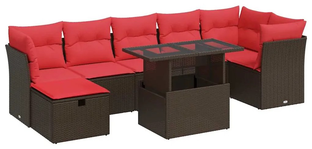 3327794 vidaXL Градински диван с възглавници, 8 части, кафяв полиратан