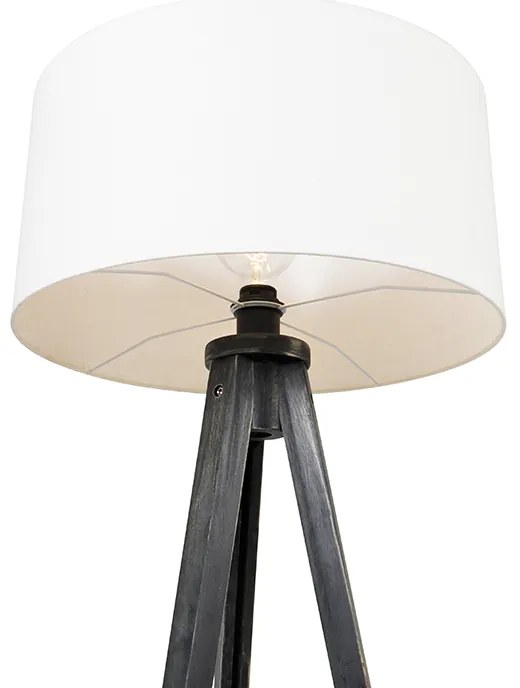 Подова лампа триножник черна с абажур бял 50 см - Tripod Classic
