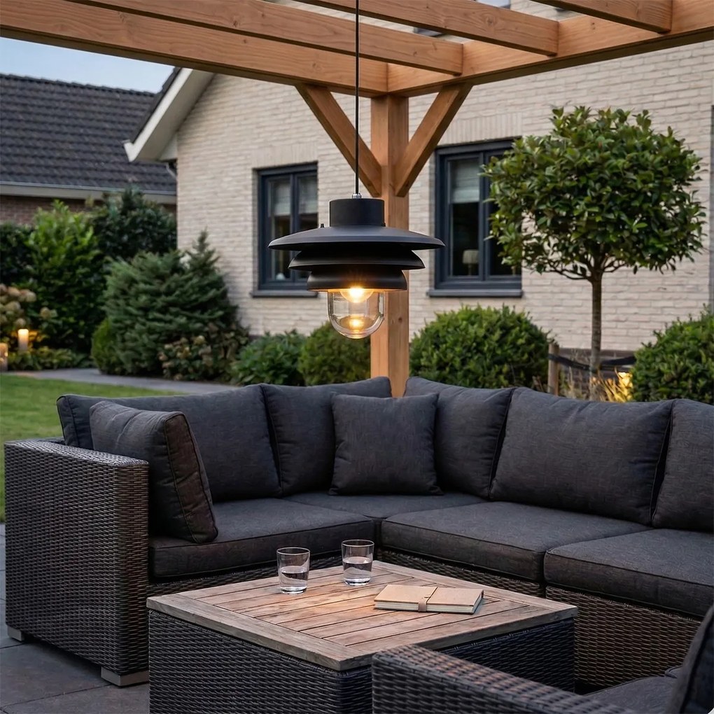 Дизайнерска външна висяща лампа черна IP44 - Morty