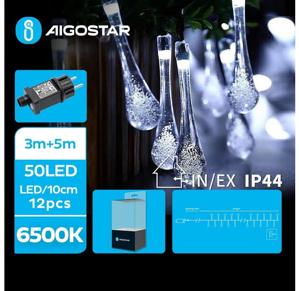 Aigostar - LED Екстериорни декоративни лампички 50xLED/8 функции 8 м IP44 студено бял