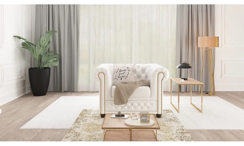 Бял фотьойл от изкуствена кожа York - Ropez