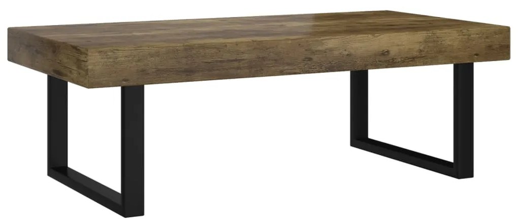 286103 vidaXL Маса за кафе, тъмнокафяво и черно, 120x60x40 см, МДФ и желязо