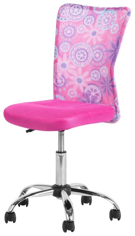 Детски стол Carmen 7022-1 LUX, До 70 кг, Мрежа, Хромирана основа, Розов/хром