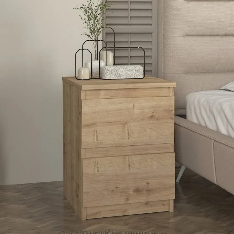 Нощно шкафче от меламин Breve в цвят сапфирен дъб 39.8x41.8x55см.
