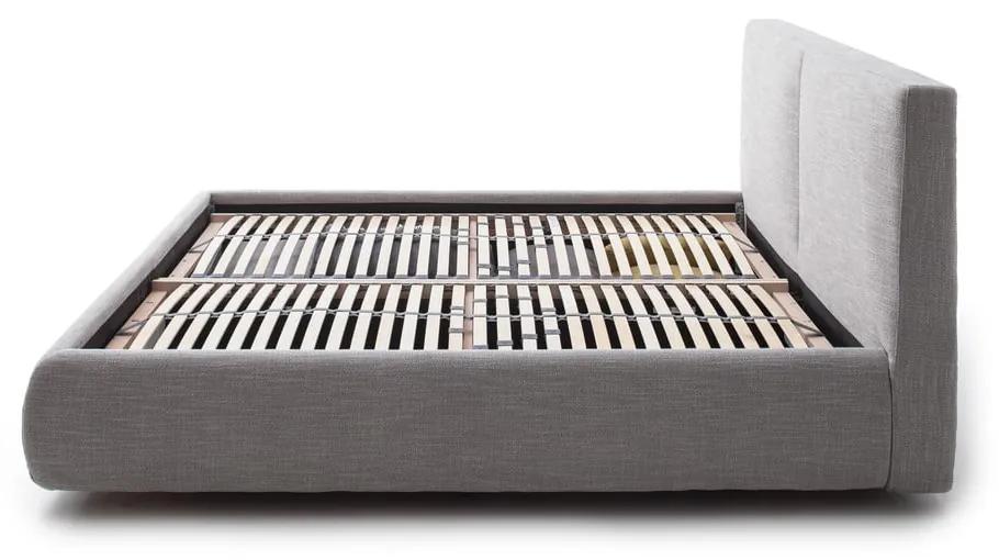 Светлосиво двойно легло с решетка и място за съхранение , 180 x 200 cm Atesio - Meise Möbel