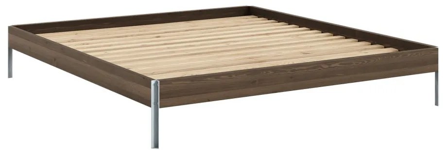 Кафяво двойно легло от масивен бор с включена подматрачна рамка 180x200 cm Core – Karup Design