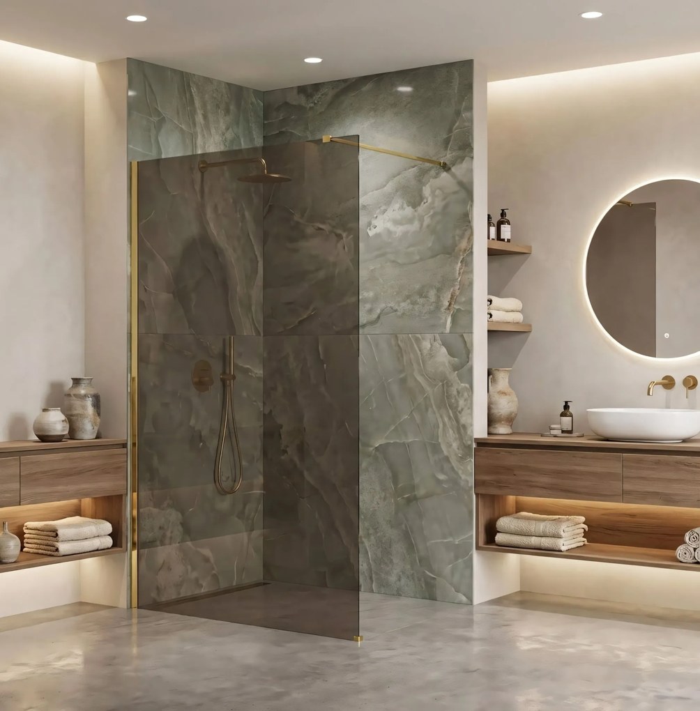 Параван за душ Rea Flexi Brown / Gold 120