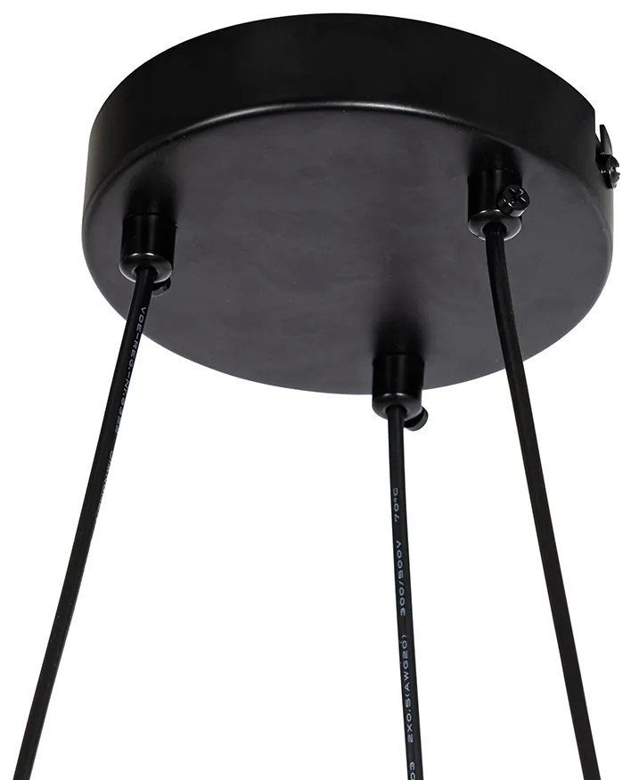 Черен висящ аплик с опушено стъкло кръгъл 8-светлина - Monaco