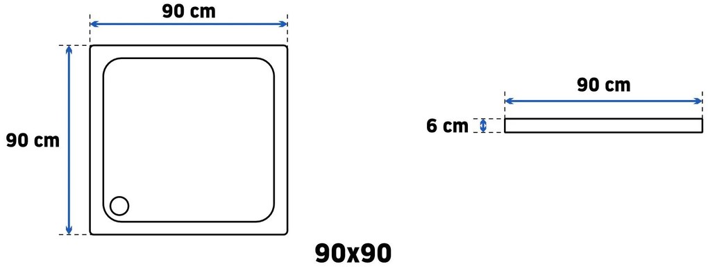 Корито за душ кабина-акрилно Rea Savoy White  90x90