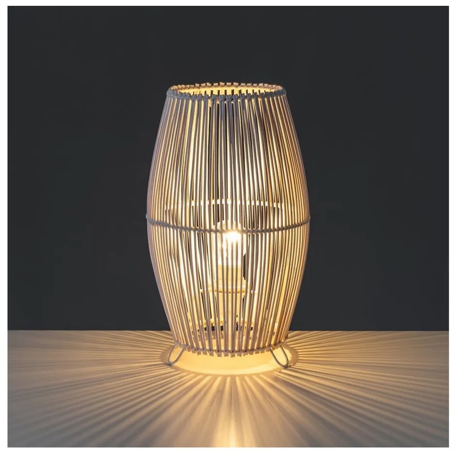 Бяла бамбукова настолна лампа с бамбуков абажур (височина 29 см) - Casa Selección