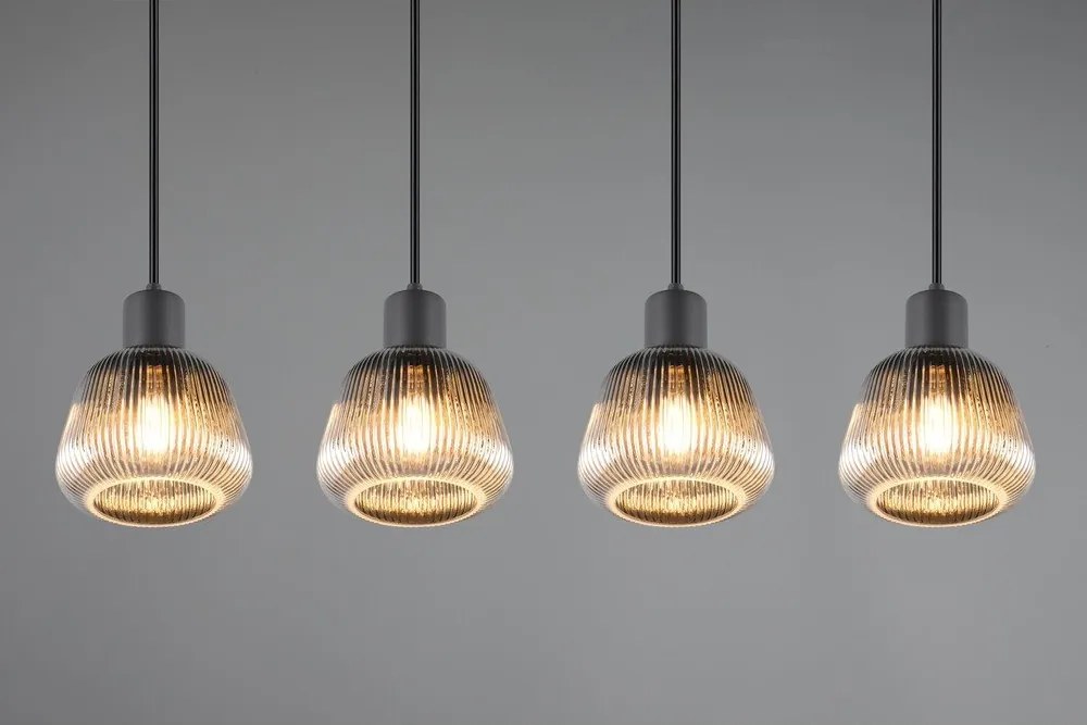 Черно висящо осветително тяло със стъклен абажур ø 15 cm Tarifa – Trio