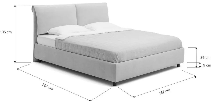 Бежово тапицирано двойно легло с място за съхранение и включена подматрачна рамка 160x200 cm Myra Pillow – Bonami Selection