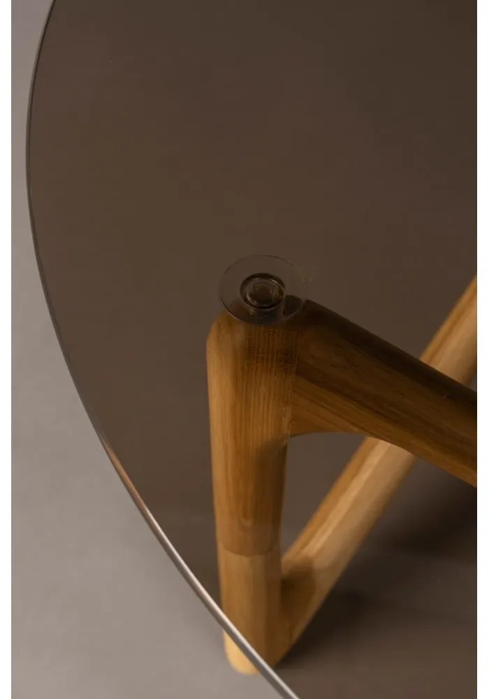 Кръгла масичка за кафе със стъклен плот в естествен цвят ø 80 cm Naia – Dutchbone