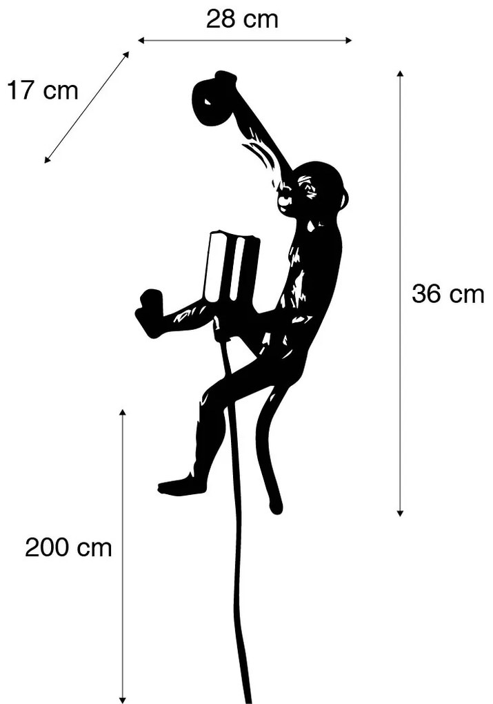 Класическа стенна лампа златиста - Animal Monkey