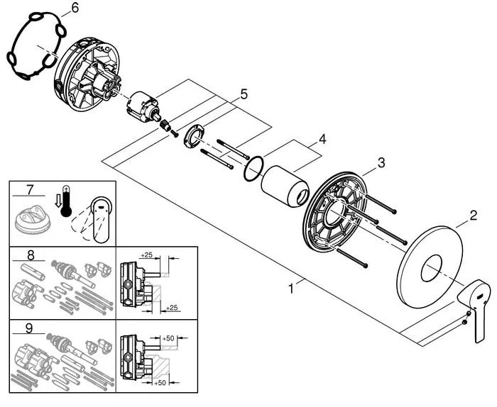 Външни части на смесител за душ Grohe Lineare New-16,3 x 19,3-Сребърен Mat