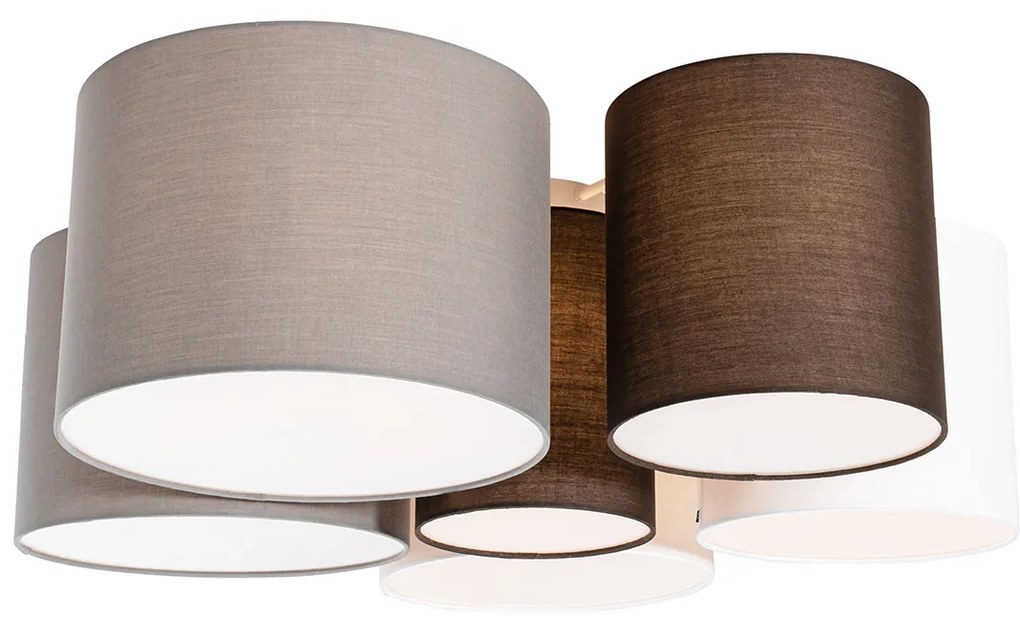 Таванна лампа бяла, сива и кафява 6-светлина - Multidrum