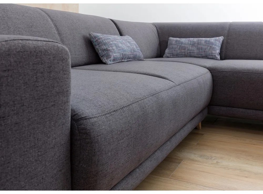 Сив разтегателен/с място за съхранение ъглов диван (десен ъгъл/L форма) Classy Sophie – Miuform